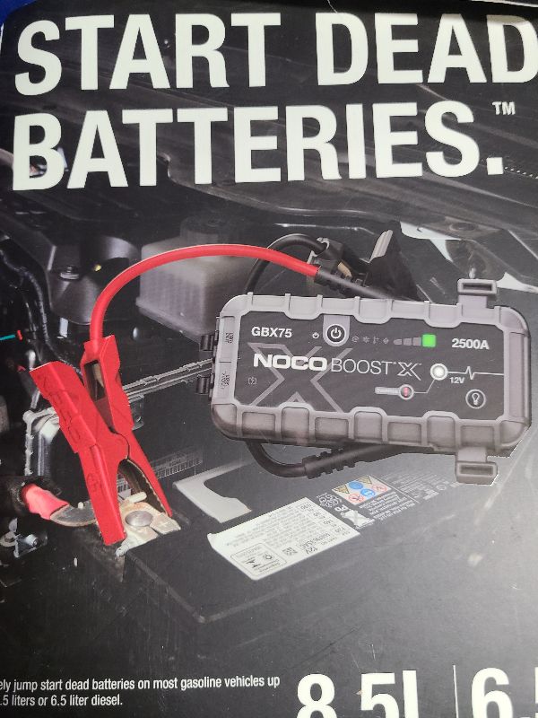 Photo 1 of NOCO Boost X GBX75 2500A 12V UltraSafe Portable Lithium Jump Starter, Car Battery Booster Pack, USB-C Powerbank Charger, and Jumper Cables for up to 8.5-Liter Gas and 6.5-Liter Diesel Engines