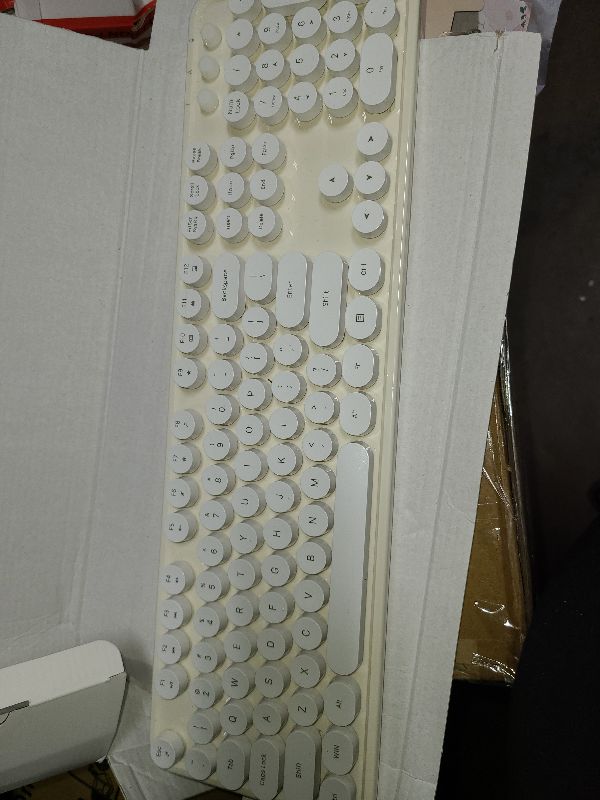 Photo 1 of MOFII Wireless Keyboard and Mouse Combo, Milk White 2.4G Full Size Keyboard, Round Key Typewriter Keyboards and Cute Mice with 2 in 1 USB Dongle, for PC Laptop Chromebook Smart TV