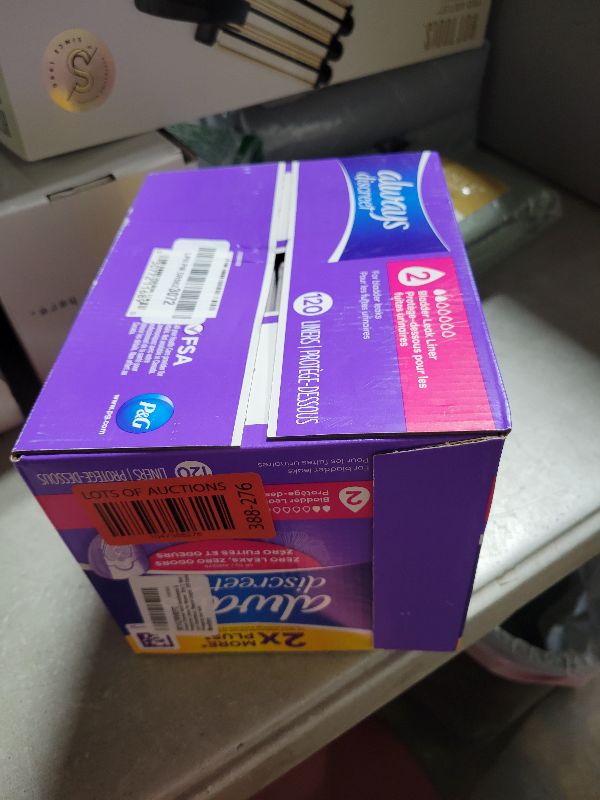Photo 1 of Always Discreet Adult Incontinence & Postpartum Liners for Women, Size 2, Very Light Absorbency, Regular Length, 120 Count (Packaging May Vary)