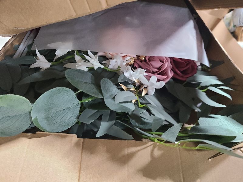 Photo 1 of ponatia Wedding Arch Flowers (Pack of 2), Artificial Burgundy Wedding Flowers for Wedding Welcome Signs Decorations and Arch Flowers for Wedding Ceremony Reception (Burgundy & Dusty Rose & Blush)