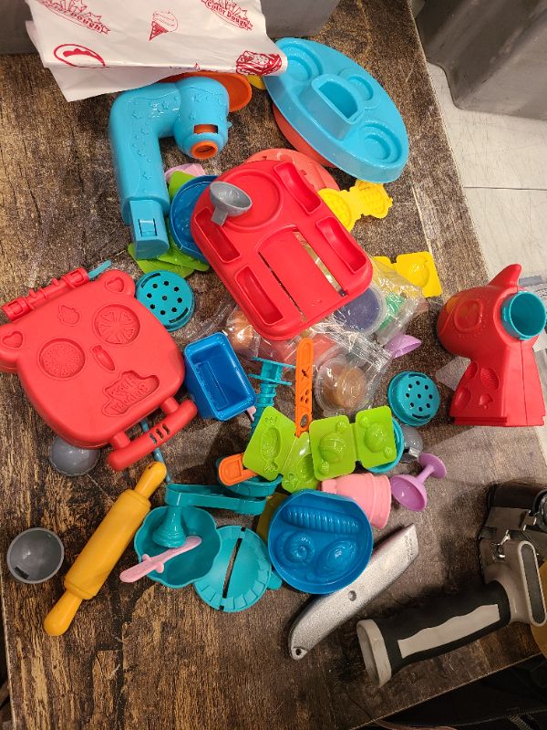 Photo 1 of Crelloci 3 in 1 Color Dough Kitchen Creations Set, Ice Cream Noodle Hamburger Maker Machine, Art Crafts Food Modeling Play Toys, Deluxe Tools Kit for Boys Girls Kids Toddlers Ages 3+ (12 Colors Dough)