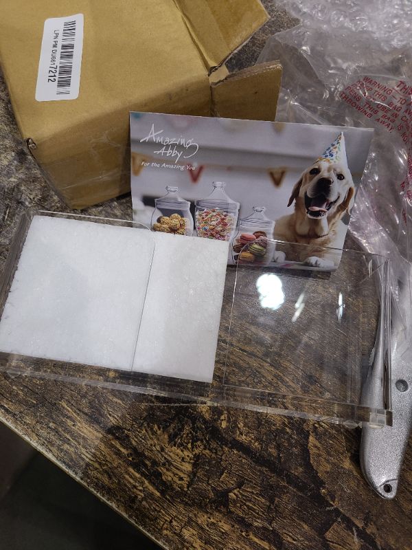 Photo 1 of Amazing Abby Acrylic Guest Towel Napkin Holder (8.5"x4.5"), Plastic Napkin Dispenser with Non-Slip Pads, Clear Napkin Stand, Great for Kitchen Counter, Dining Table, Bathroom Vanity, and More