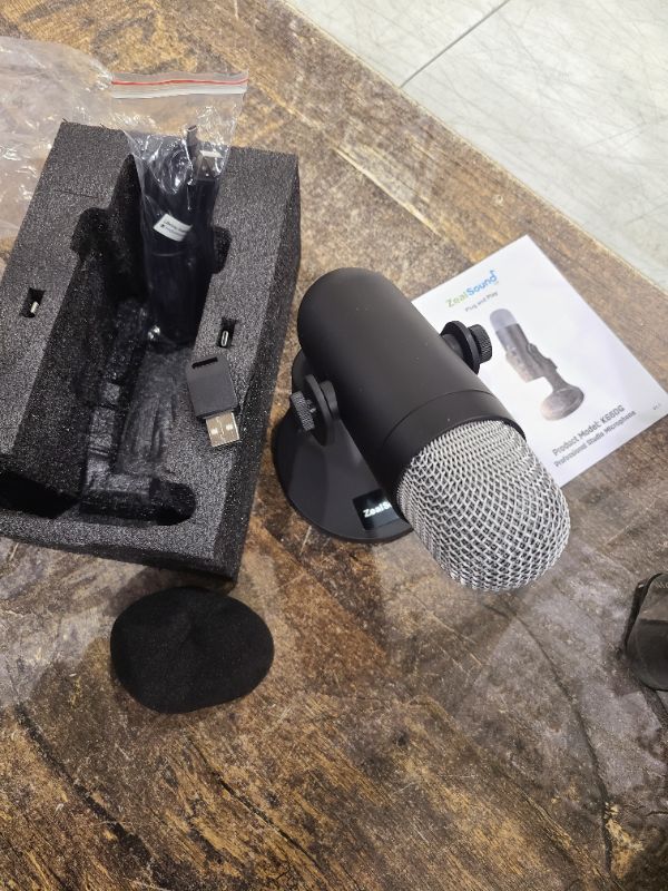 Photo 1 of ZealSound Wireless Microphone,USB Mic for iPhone PC iPad Android Phone-Cordless Condenser Desktop Microphones with Mute Echo Monitor Volume Gain Bluetooth 2.4GHz for Podcast,ASMR,Gaming,YouTube Video