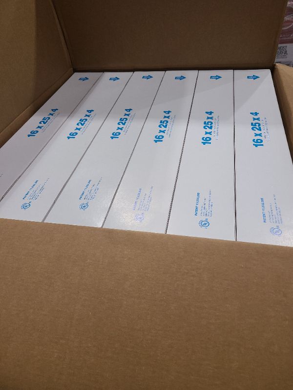 Photo 1 of Aerostar 16x25x4 MERV 11 Pleated Air Filter, AC Furnace Air Filter, 6 Pack (Actual Size: 15 1/2"x24 1/2"x3 3/4")
