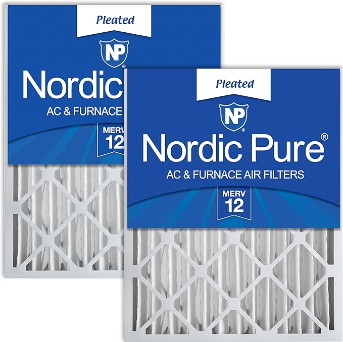 Photo 1 of Nordic Pure 20x20x4 (19_1/2 x 19_1/2 x 3_5/8) Pleated MERV 12 Air Filters 2 Pack