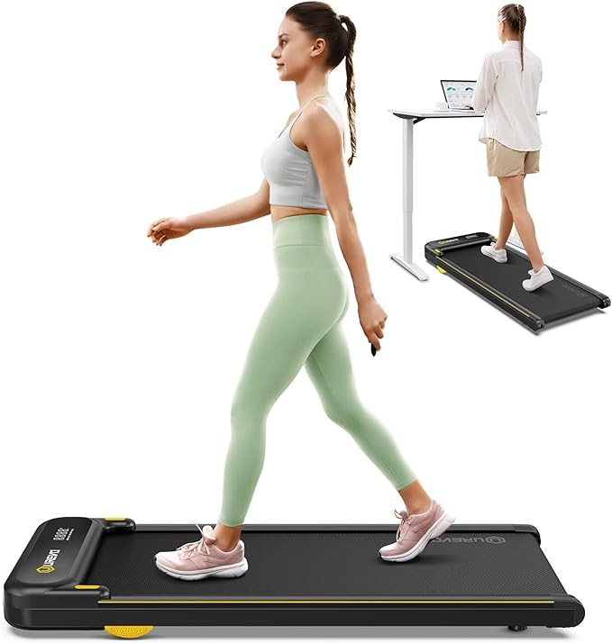 Photo 1 of UREVO Walking pad, Under Desk Treadmill for Home Office, Portable Desk Treadmill with Double Shock Absorption Remote Control LED Display, 265 Lb Capacity