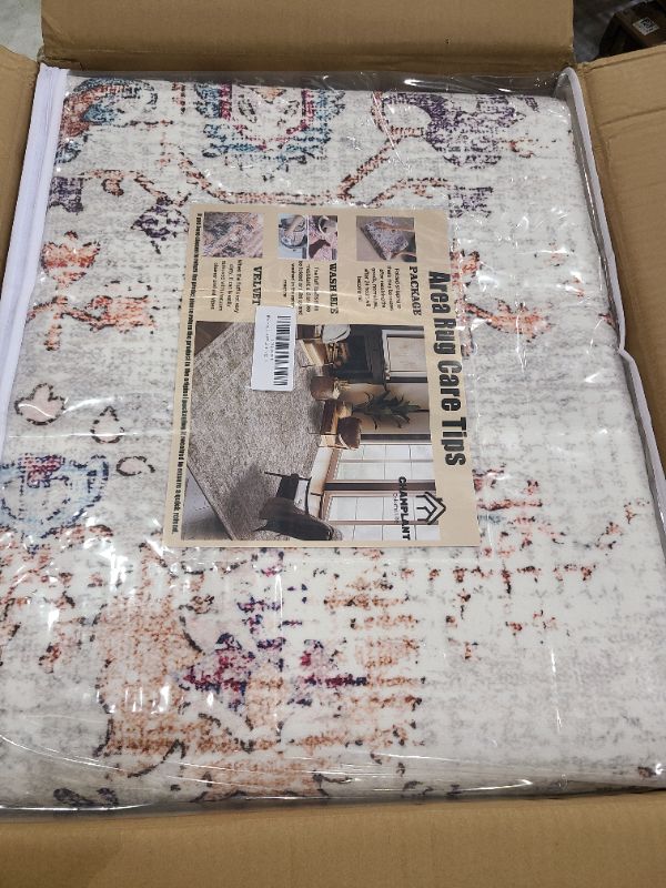 Photo 1 of CHAMPLANT Washable 9'x12' Area Rug Vintage Traditional Distressed Indoor Foldable Thin Retro Accent Floral Non Slip Carpet Living Room Dining Room Office