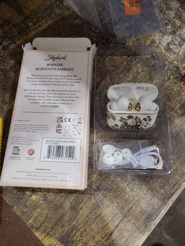 Photo 1 of Laura Ashley Skylark True Wireless Earbuds for iPhone & Android - (ENC) Enhanced Noise Cancelling Bluetooth Earbuds with Mic - Up to 45 Hours Battery Life 5.4 Bluetooth Ear Buds - in Ear Headphones. BIN 10-KW-53