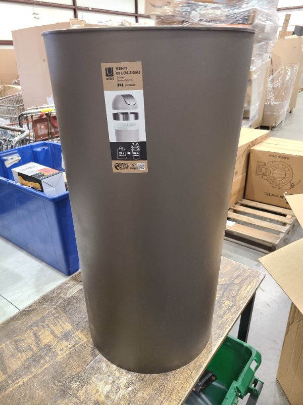 Photo 1 of Umbra Venti Kitchen Trash Can with Swing Top Lid, Large 16-Gallon (62 L) Capacity, Pewter