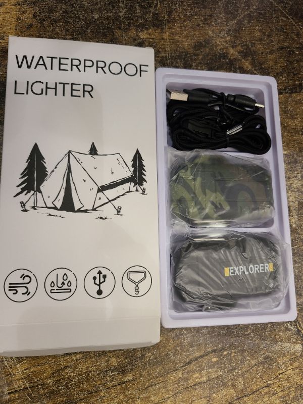 Photo 1 of 2 Pack Waterproof Lighter Outdoor Windproof Torch Lighter Dual Arc Lighter Butane Electric Lighter USB Rechargeable Lighter Flameless Plasma Lighter