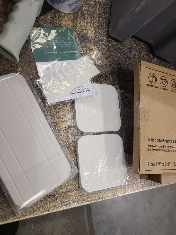 Photo 1 of 3PCS Water Absorbing Diatomaceous Earth Tray for Sink, Fast Drying Soap & Toothbrush Holders for Bathroom Counter, 1 Stone Tray, 2 Stone Coasters