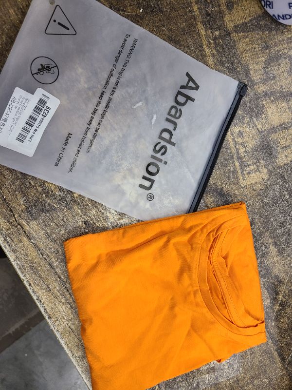 Photo 1 of Abardsion Women's Casual Basic Going Out Crop Tops Slim Fit Long Sleeve Crew Neck Tight T Shirts (Orange, XS)