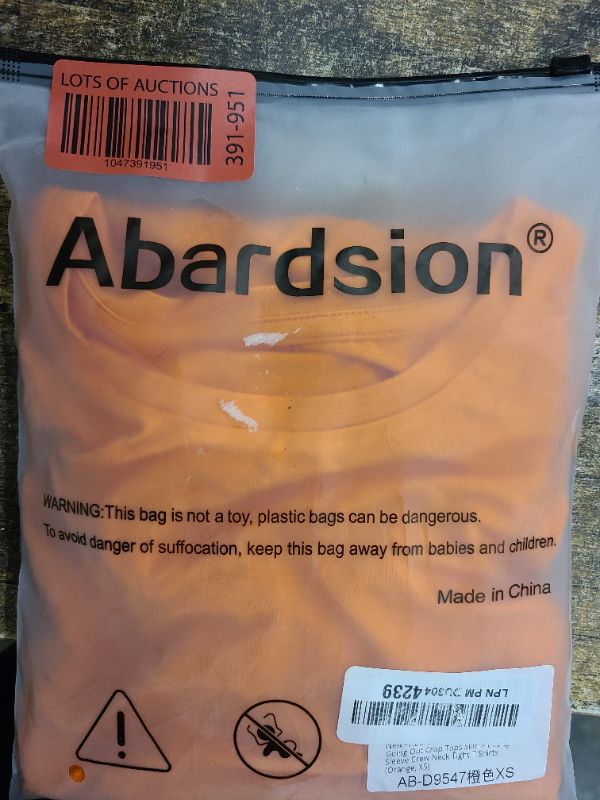 Photo 1 of Abardsion Women's Casual Basic Going Out Crop Tops Slim Fit Long Sleeve Crew Neck Tight T Shirts (Orange, XS)