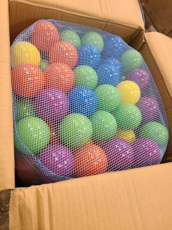 Photo 1 of 200 Count Plastic Balls for Ball Pit, Phthalate and BPA Free, Crush Proof Play Balls for Ball Pit, Pit Balls in Assorted Colors in Reusable and Durable Mesh Storage Bag with Zipper