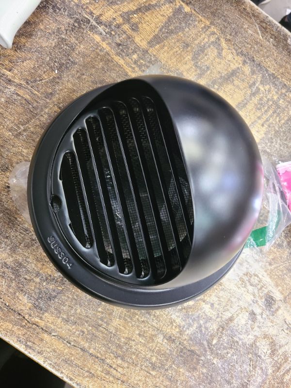 Photo 1 of 6 inch Thick Round Wall Vent Cap, 304 Stainless Steel Vent, Hemisphere Grille Flux Wind Hood External Extractor, Applicable to Outdoor Black Vent (6 inch New Round Black)