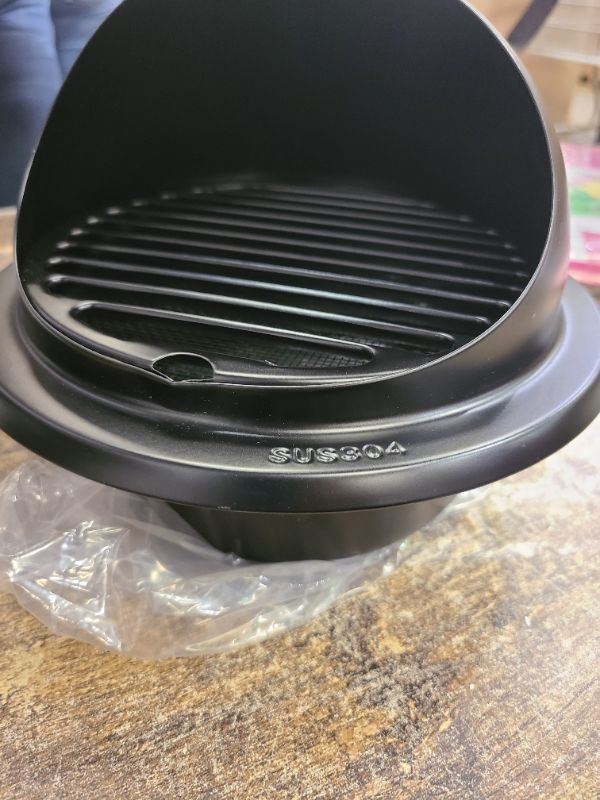 Photo 1 of 6 inch Thick Round Wall Vent Cap, 304 Stainless Steel Vent, Hemisphere Grille Flux Wind Hood External Extractor, Applicable to Outdoor Black Vent (6 inch New Round Black)