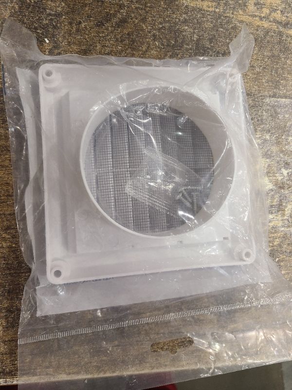 Photo 1 of 4’’ Louvered Dryer Vent Cover, White Plastic Louvered Outdoor Dryer Outlet Cover for Exterior Wall Vent Hood Outlet Airflow with 4 Screws to Keep Rain, Snow, Wind, Birds (4 Inch Fixed Louver)