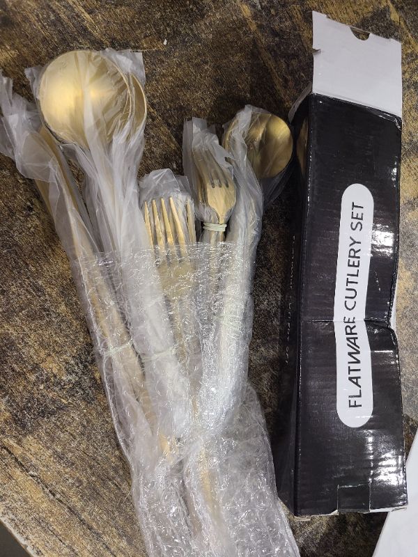 Photo 1 of 20 Piece Gold Silverware Set for 4, Terlulu Stainless Steel Flatware Set, Gold Cutlery Set Utensils Set, Tableware Include Forks Knives Spoons for Home Kitchen Restaurant Wedding, Satin Finish