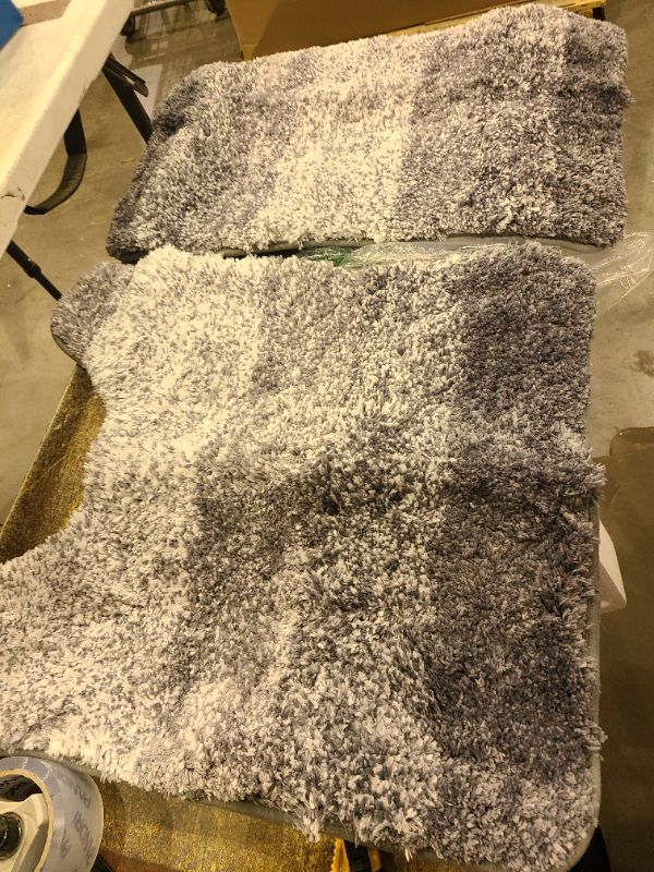 Photo 1 of OLANLY Bathroom Rug Set 2 Piece, Soft Absorbent Microfiber Bath Mats and U-Shaped Contour Toilet Rug, Non-Slip, Machine Wash Dry, Plush Shaggy Bath Mats for Bathroom (24"x16"+24"x20", Grey)