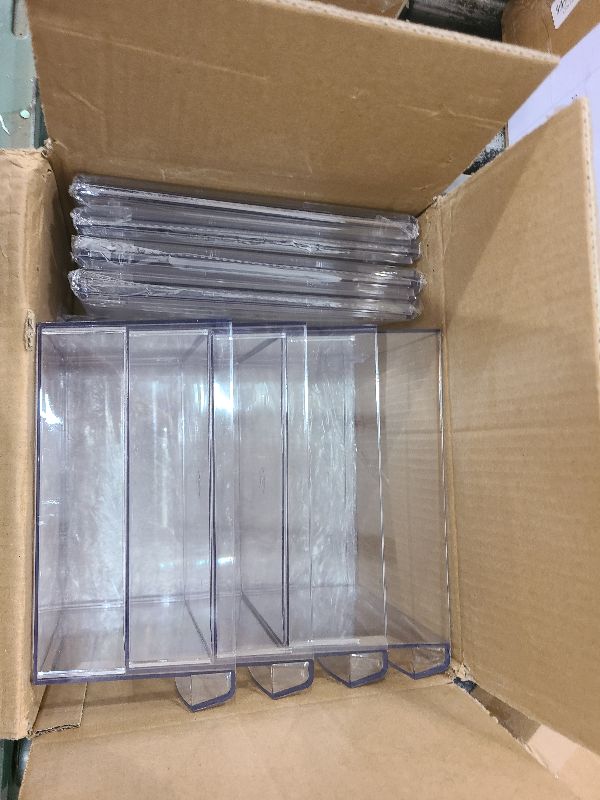 Photo 1 of 4 Pack Clear Stackable Storage Drawers,4.4'' Tall Acrylic Bathroom Makeup Organizer and Medicine,Baby Bottle Storage Containers Box,Plastic Pull Out Storage Bin for Vanity Countertop,Desk