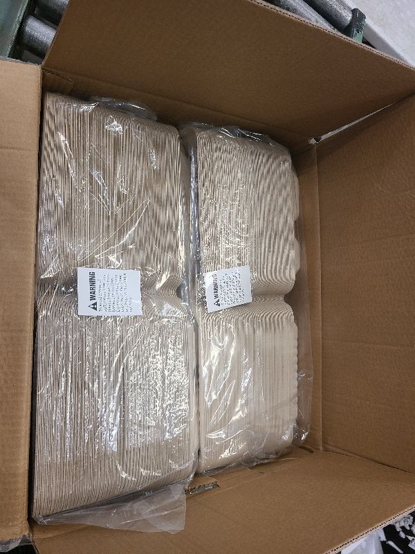 Photo 1 of 100% Compostable Disposable Food Containers with Lids [8”X8” 3-Comp 200 Pack] Eco-Friendly Take-Out TO-GO Containers, Heavy-Duty, Biodegradable, Unbleached by Earth's Natural Alternative