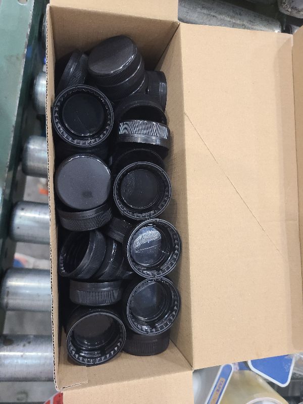 Photo 1 of 100 Pcs Caps for Empty Juice Bottles, Tamper Seal Lids 38 mm Plastic Bottle Caps Container Lids Bottle Caps for Crafts DIY, 4, 8,12, 16, and 32 oz Container(Black)