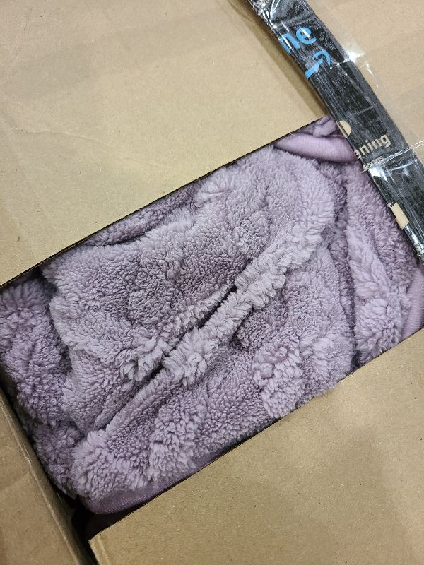 Photo 1 of 20lbs Weighted Blanket for Adults, Thick Fuzzy Jacquard Sherpa Weighted Blanket Queen Size with Ceramic Beads, Soft Cozy Sofa Bed Blanket for Calming and Relaxing, Purple, 60 x 80 inches