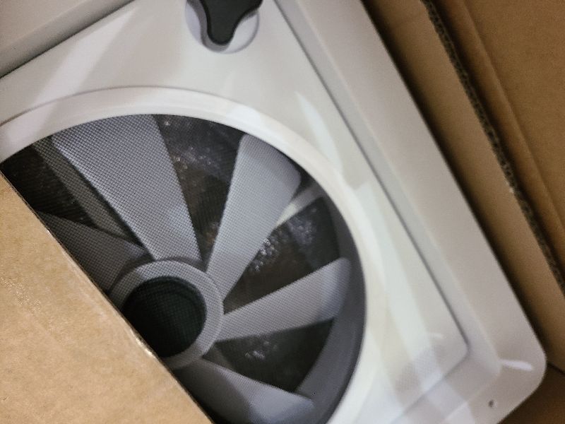 Photo 1 of 2012 Electric Air Max 14" Vent RV Roof Vent Reversible Exhuast Fan, Ultra Low Sound Level Permanent RV Air Ventilation Ceiling Fan 12V Remote with Rain Sensor, Semi-transparent UV-Proof Cover Lid