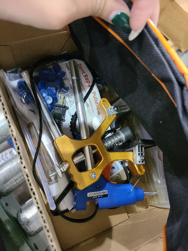 Photo 1 of TUOSHUNGE YD0B3 Auto Dent Puller Kit Golden Lifter & Glue Gun, with 80PCS Tabs for Small Ding Hail Dent Removal, Adjustable Width Dent Remover Tools for Automobile Body Motorcycle Refrigerator