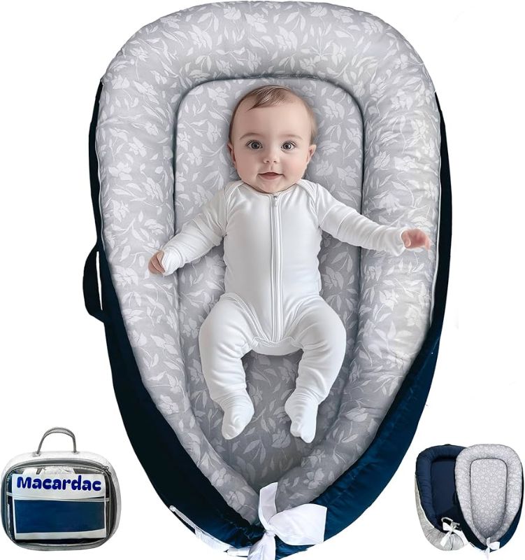 Photo 1 of  Baby Lounger for Newborn – 100% Cotton, Breathable & Soft Nest (0-24 Months), Portable Infant Pillow, Snuggle Me Lounger, Baby Lounger Pillow
