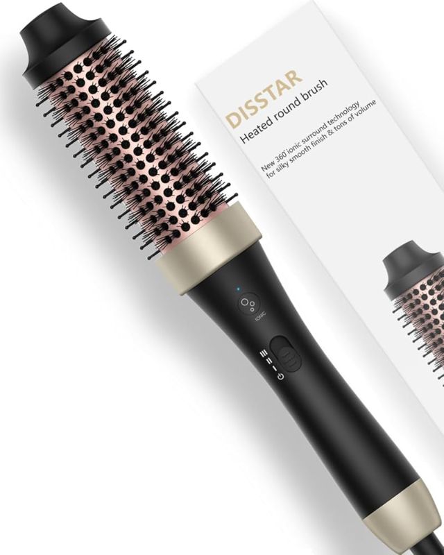 Photo 1 of  DISSTAR Thermal Brush Blowout Hair Curling Brush Ionic Heated Round Brush 1.5 Inch Hair Styling Brush Travel Friendly Dual Voltage Heat Curling Iron for Easy & Fast Salon Blowouts Look
