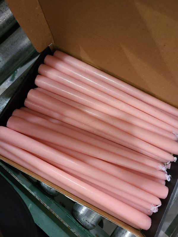 Photo 1 of 24 Pack Pink Taper Candle Set, 10 Inch Smokless and Dripless Candlesticks Bulk for Dinner Party Wedding Seasonal Celebration and Daily Home Decoration