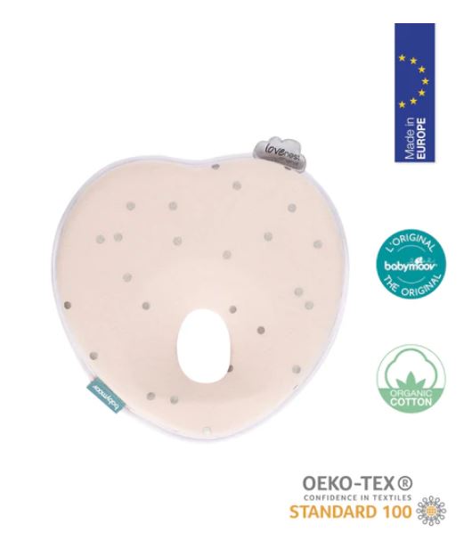 Photo 1 of 

    Newborn headrest prevents flat-head syndrome!
    The patented design distributes pressure evenly over the skull while letting babies move their heads freely. 
    Made from 100% organic cotton and made in Europe!

        Super cute heart-shaped de