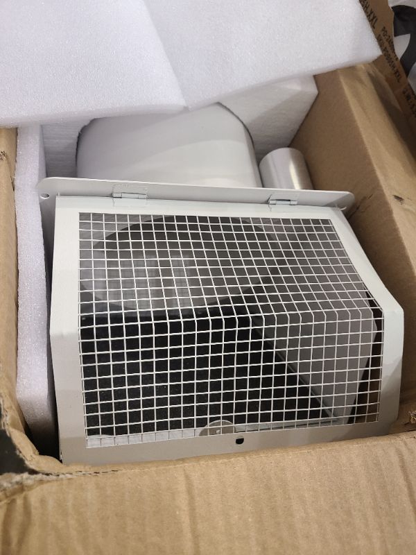 Photo 1 of 8 Inch Hooded Wall Vent with Screen and Damper,Outdoor Wall Exhaust Vent Cover Cap for Kitchen Range Hood Dryer Duct Ventilation &Exterior Air Exhaust Applications,Galvanized Steel,White