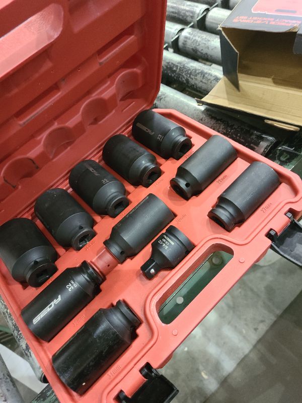 Photo 1 of 1/2 Drive Deep Impact Socket Set: 11-Piece Metric Size Wheel Axle Nut Wrench Metric Large Jumbo 27mm 29mm 30mm 31mm 32mm 33mm 34mm 35mm 36mm 38mm Spindle Joint High Torque Truck Bearing Locknut