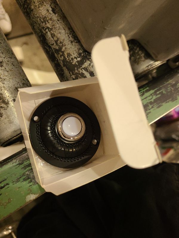 Photo 1 of Dreyoo Round Metal Doorbell Push Button, Black Wired Lighted Up LED Doorbell Button Replacement Solid Iron Doorbell for Home Front Door