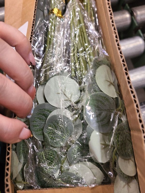 Photo 1 of 120 Pcs 4 Kinds Mixed Artificial Eucalyptus Leaves Stems Bulk Fake Silver Dollar Eucalyptus Bundle Faux Plants Greenery for DIY Bouquets Floral Arrangement Wedding Engagement Party Decor (Green)