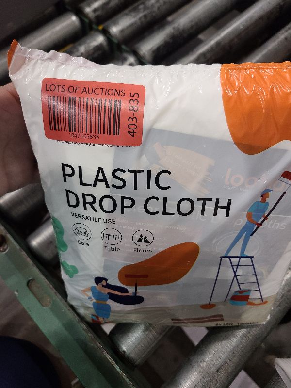 Photo 1 of 10 Piece Painter Plastic Drop Cloths Sheet,Waterproof Anti-dust Cover,9x12 Feet Disposable Tarp for Painting for Couch/Furniture Cover