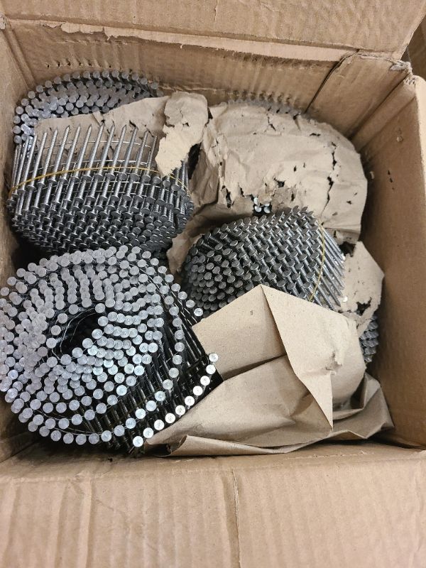 Photo 1 of 3600 Count Stainless Steel Coil Nails 15-Degree Collated Wire Coil Nails 1-1/2 Inch, 0.09 Inch Ring Shank `