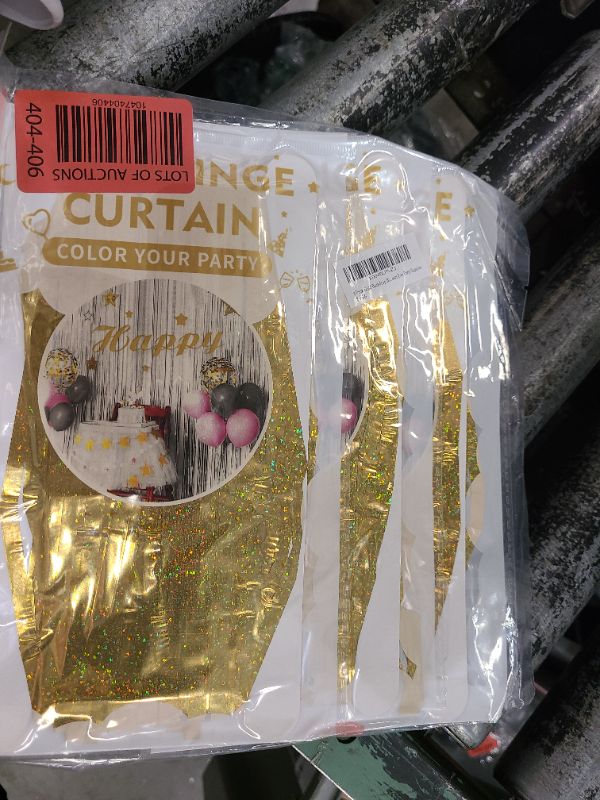 Photo 1 of 3 Pack Gold Backdrop Birthday Decorations Foil Curtain Backdrop Gold Streamers Dance Party Decorations Photo Booth Props for Bachelorette Decorations Christmas Halloween New Years Eve Party Supplies