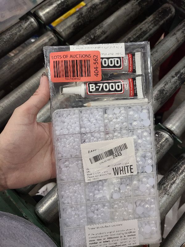 Photo 1 of 10000Pcs White Flatback Pearls with B7000 Glue Kit, Assorted 2/3/4/5/6/8/10mm Round Half Dome Pearls, Flat Back Fake Beads for Craft, Crafting, Shoes, Nails, Decorations, Clothes, DIY