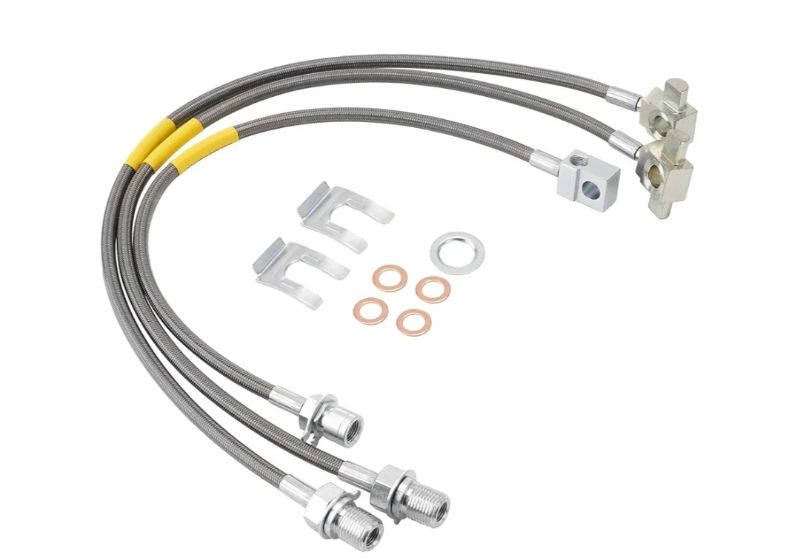 Photo 1 of 3PCS Front and Rear Brake Lines 89340S 89335S, Extended Stainless Steel Brake Lines Compatible with 1971-1991 Chevy GMC C/K 15 20 25 Blazer 4"-6" Lift