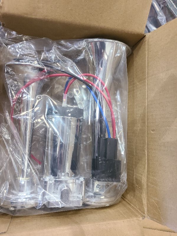 Photo 1 of 600DB Super Loud Dual Electric Air Horns Kit for Vehicles - With Compressor, Applicable for Cars, SUVs, Trucks, Boats (Sliver)