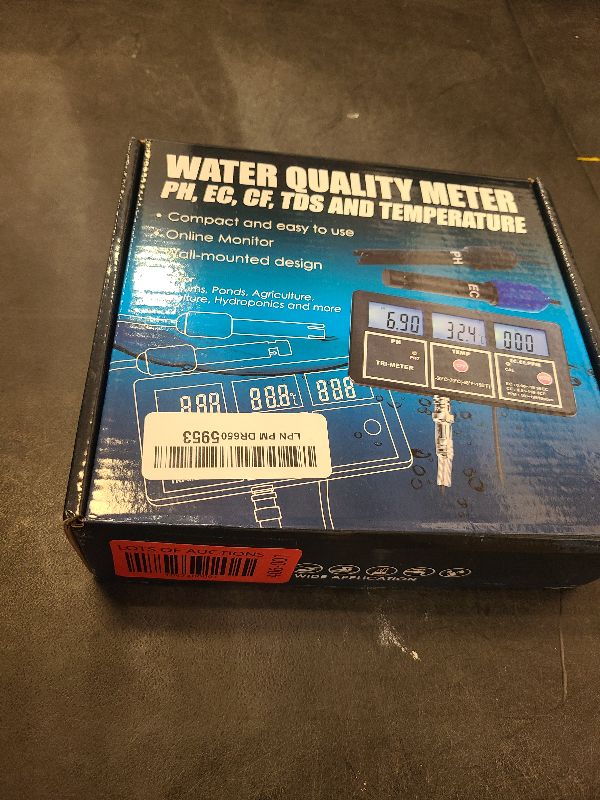 Photo 1 of 5-in-1 Water Quality Multi-Parameter PH EC CF TDS (ppm) Temperature Test Meter Backlight, Wall-mountable Rechargeable Continuous Monitor Tester, Aquariums Hydroponics Pool Fish Tank Pond Drinking