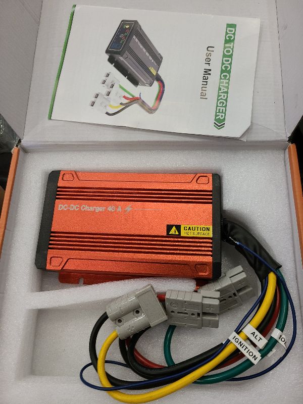 Photo 1 of IP68 DCDC 40A Charger with MPPT for 12V LiFePO4, Lead-Acid, SLA, Gel, AGM, Cal, Waterproof Battery Charger with Anderson Dual Input and One Output, Multi-Stage Charging for RV Camper Trailer Boat