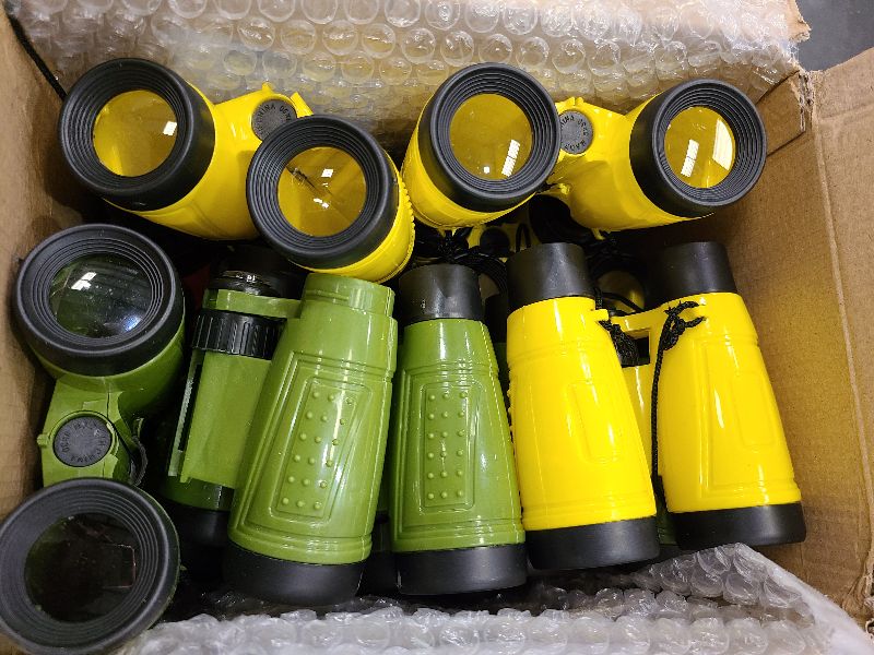 Photo 1 of 25 Pack Binoculars for Kids 6+ Years Old, with Compass and Neck String Toddler Toy Binoculars Gift Set for Camping Adventure, Party Favor, Red, Yellow, Camo, Green, Blue