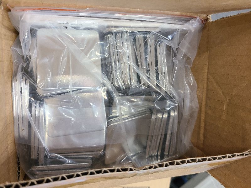 Photo 1 of 100 Sets Square Button Parts?Fridge Magnet Button Maker Supplies for Square-Shaped Button Maker Machine 50mm?Including Metal Cover, Plastic Back Cover, Clear Film, Blank Paper, Soft Magnet
