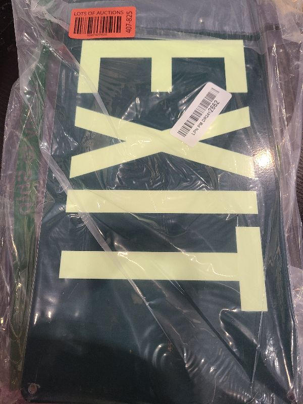 Photo 1 of 2Pack Photoluminescent Exit Sign Green - 14.25"x 7.5" Aluminum Glow In The Dark- Adhesive Backing- Includes 4pcs Removable Arrows