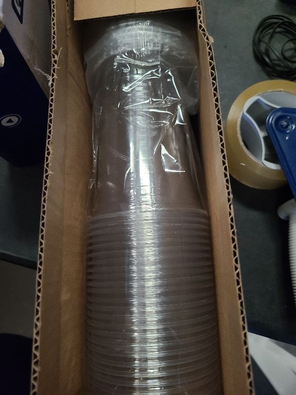 Photo 1 of 16 oz Clear Plastic Cups with Lids and STRAWS, Disposable Drinking Cups for Cold Drinks, Iced Coffee, Milkshakes, Smoothies, 25 Sets