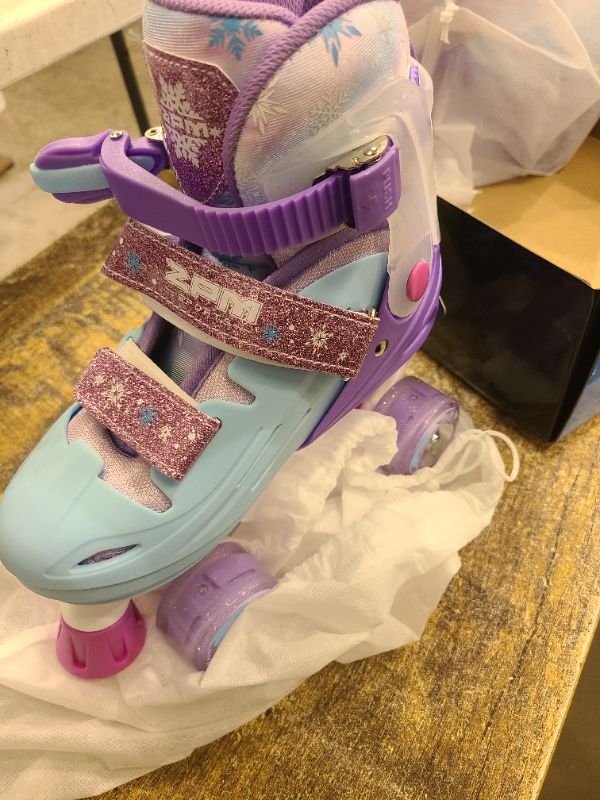 Photo 1 of 2PM SPORTS Kids Roller Skates Girls Ages 5-8 8-12 3-5 4-6 6-12 with Light Up Wheels, Outdoor Indoor Rollerskates for Girls Toddler Youth Beginner Size 10C 11C 12C 13C 1 2 3 4 5 6 Purple Snowflakes
